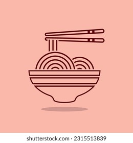 Bowl of instant noodles. Vector ilustration.