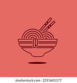 Bowl of instant noodles. Vector ilustration.