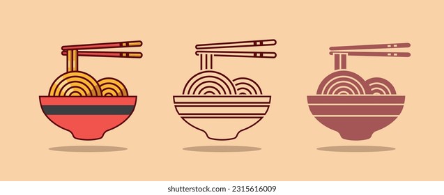 Bowl of instant noodles. Vector ilustration.