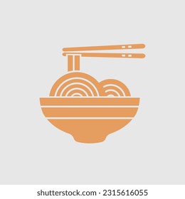 Bowl of instant noodles. Vector ilustration.