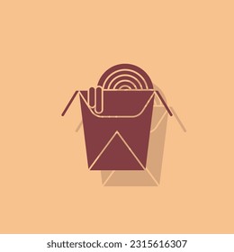 Bowl of instant noodles. Vector ilustration.