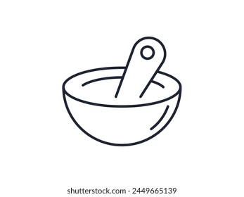 Bowl Isolated Simple Vector Sign for Banners, Infographics, Books. Editable stroke for different purpose 