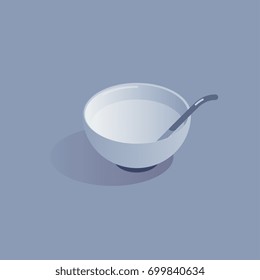 bowl, isometric icon. realistic vector illustration