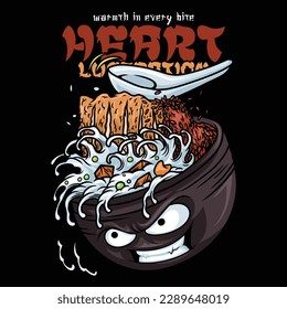 a bowl of katshu with toppings complete with a face full of anger. pieces or cutlets, made from filet meat it can be chicken, pork, or beef, which is coated with panko flour.