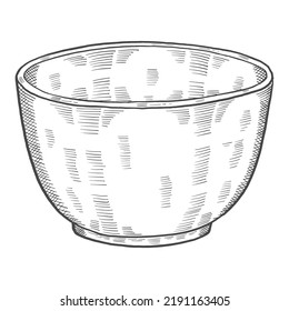 bowl Kitchenware dibujo a mano aislado de doodle con estilo de contorno