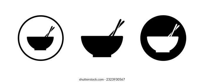 Bowl, kitchenware vector illustration. Bowl with chopsticks icon. Utensil logo sign.