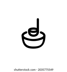 Bowl and Ladle Food Vegetable Snack Yummy Monoline Symbol Icon Logo for Graphic Design UI UX and Website