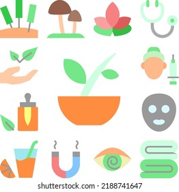 Bowl leaf herb icon in a collection with other items