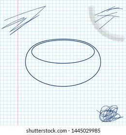 Bowl line sketch icon isolated on white background. Vector Illustration