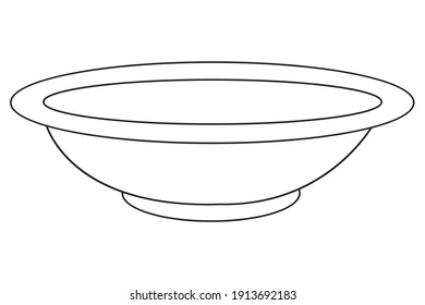 Bowl line vector illustration,
isolated on white background.Top view