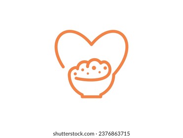 bowl and love logo design, simple creative symbol vector illustration.