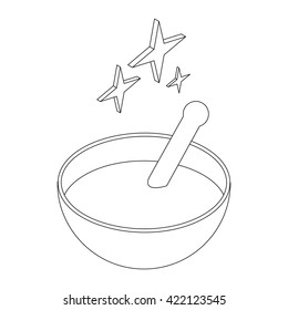 Bowl with magic potion icon, isometric 3d style 