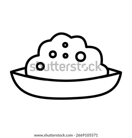 Bowl of Mashed Potatoes Line Icon