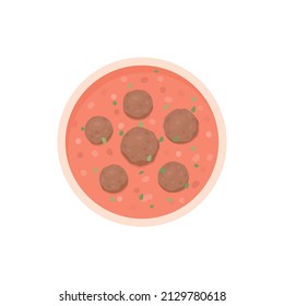 a bowl of meatball with tomato sauce. food. processed meat. flat cartoon illustration. concept design. element