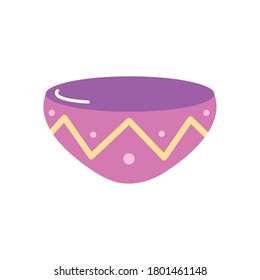 bowl with mexican design over white background, flat style, vector illustration