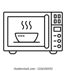 Bowl in microwave icon. Outline bowl in microwave vector icon for web design isolated on white background