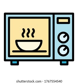 Bowl in microwave icon. Outline bowl in microwave vector icon for web design isolated on white background