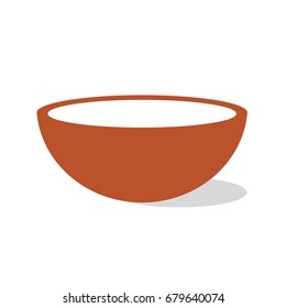 Bowl with milk, sour cream, isolated on white background, icon vector illustration