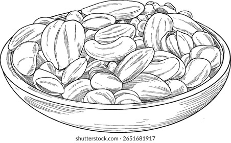 bowl of mixing nut sketch