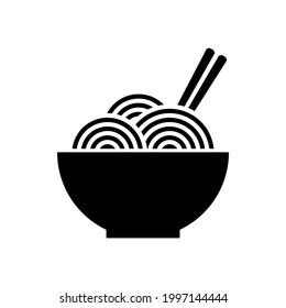 Bowl, noddle, and chopsticks for food and restaurant icon and symbol.