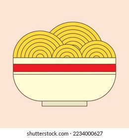 A Bowl of Noodle cartoon doodle