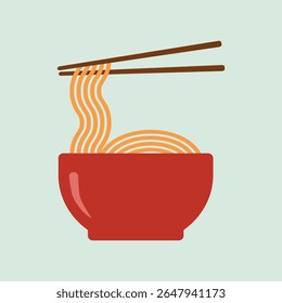 Bowl of noodle cartoon vector illustration. Logo for oriental or Asian restaurant and food stall.