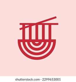 Bowl noodle line modern simple creative logo