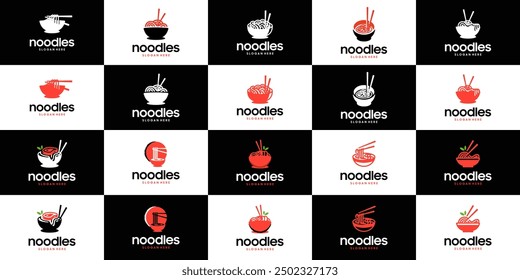 bowl and noodle logo collection, Asian restaurant, traditional food, logo graphic design.