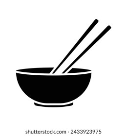 bowl of noodle or soup with chopstick isolated on white background