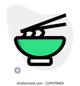 Bowl of noodles with chopstick
