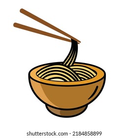 Bowl Noodles Chopsticks Graphic Vector Illustration Stock Vector ...