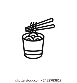 Bowl of Noodles with Chopsticks icon logo sign vector outline