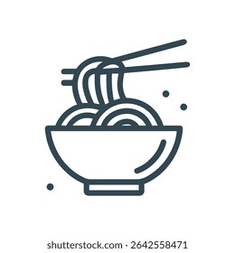 Bowl of noodles with chopsticks. Icon symbol illustration