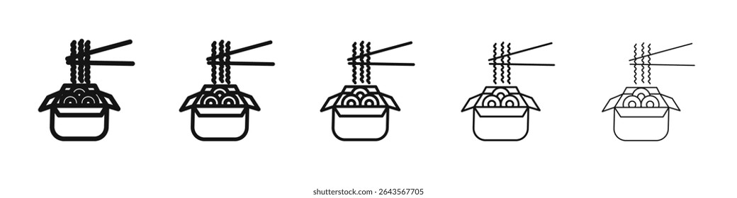 Bowl of Noodles with Chopsticks icon vector outline set illustration sign