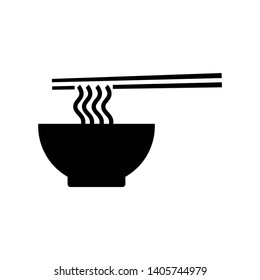 bowl of noodles and chopsticks restaurant icon isolated on white background. vector Illustration.