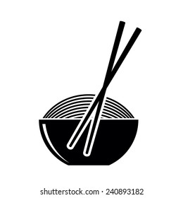 Bowl of noodles with chopsticks, vector illustration