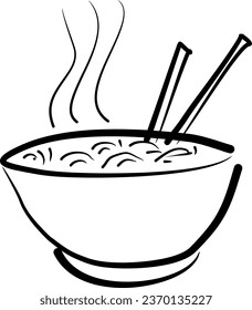 Bowl of noodles, Noodles bowl hand draw