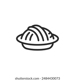 Bowl of noodles, linear style icon. Prepared dish. Editable stroke width