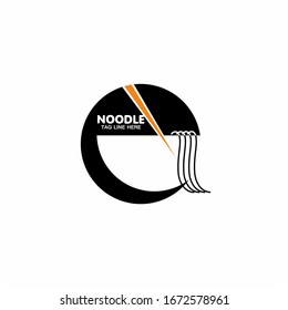 Bowl with noodles logo template.