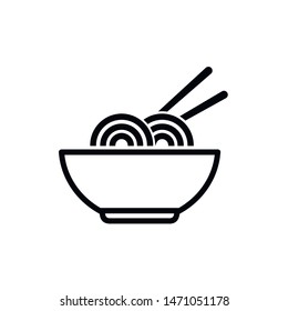 Bowl of noodles outline icon on white background