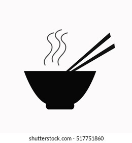 Bowl of noodles with a pair of chopsticks icon 