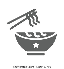 Bowl of noodles, soup icon. Gray Vector design isolated on a white background