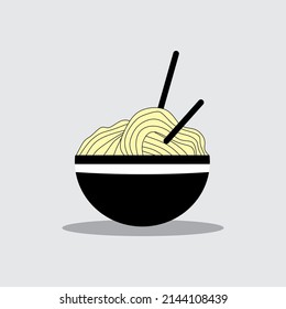 bowl of noodles vector draw, suitable use for icon, logo, symbol, and element design to describe food or ramen