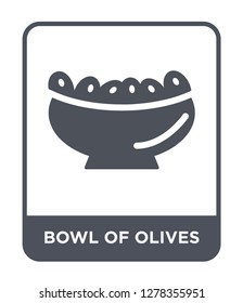 bowl of olives icon vector on white background, bowl of olives trendy filled icons from Bistro and restaurant collection, bowl of olives vector illustration