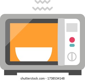 Tazón en un horno microondas en funcionamiento
