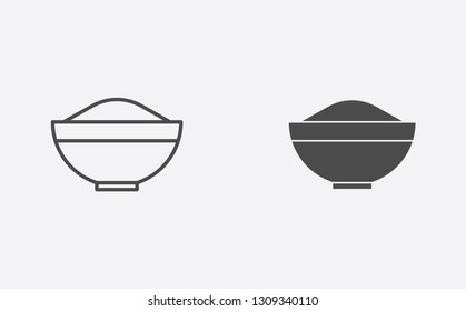 Bowl outline and filled vector icon sign symbol