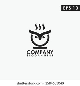 Bowl Of Owl Logo Design Vector Template. Modern Design. Vector Illustration