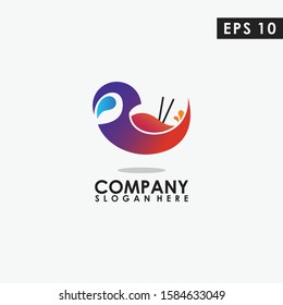 Bowl Of Owl Logo Design Vector Template. Modern Design. Vector Illustration