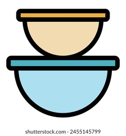 Bowl pack icon outline vector. Candy box. Snack pack color flat