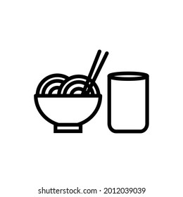 a bowl of pasta 
and drinks icon logo templat vector illustration 